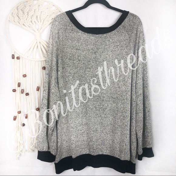 West Kei Black Grey Sweater Beaded Front Neckline Size 3XL - Picture 2 of 5